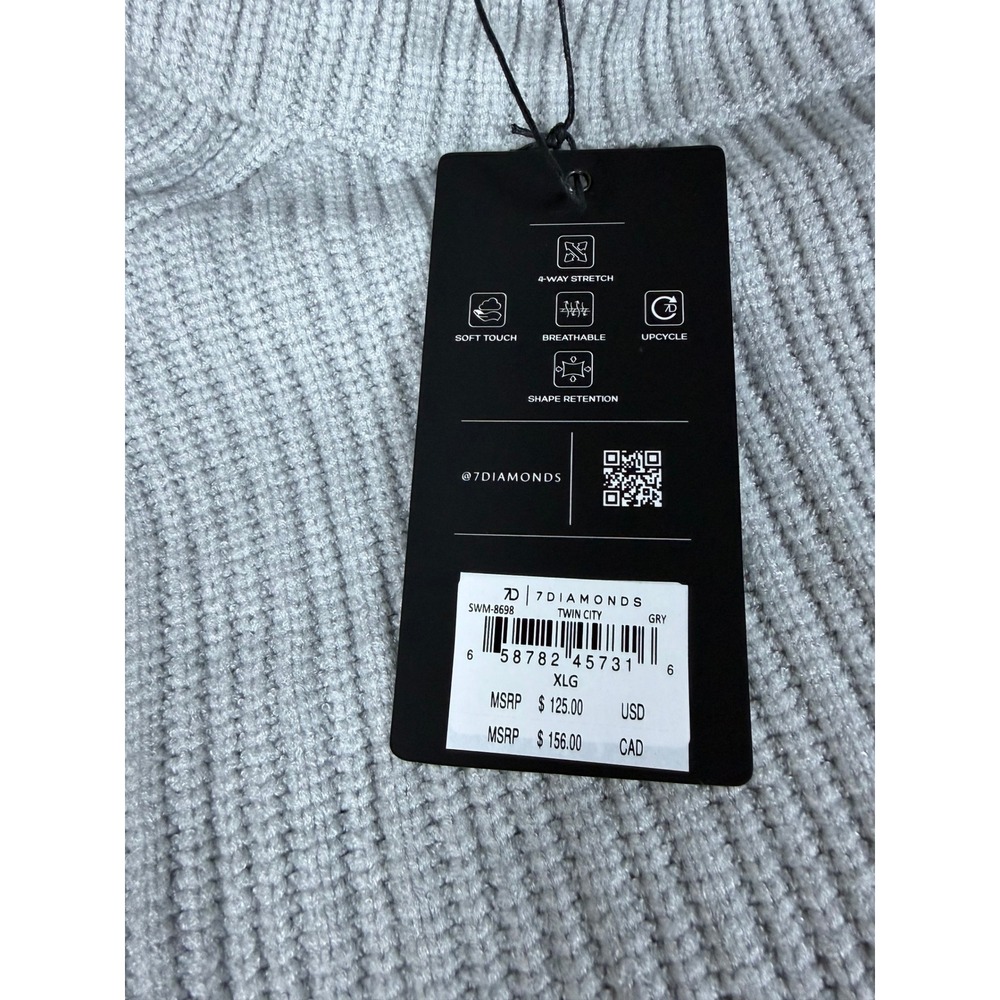 7 Diamonds Twin City Ribbed Turtleneck Sweater Grey SWM-8698 XL New - Picture 4 of 7